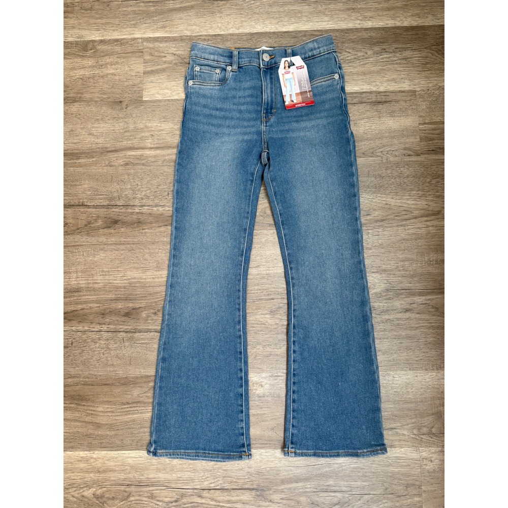 NWT Levi's 726 High Rise Flare Jeans Girls Size 10 Light Wash Stretch Denim
